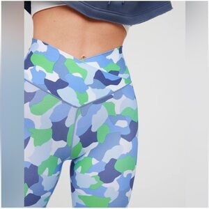 Aerie Offline Blue and Green Camouflage Leggings